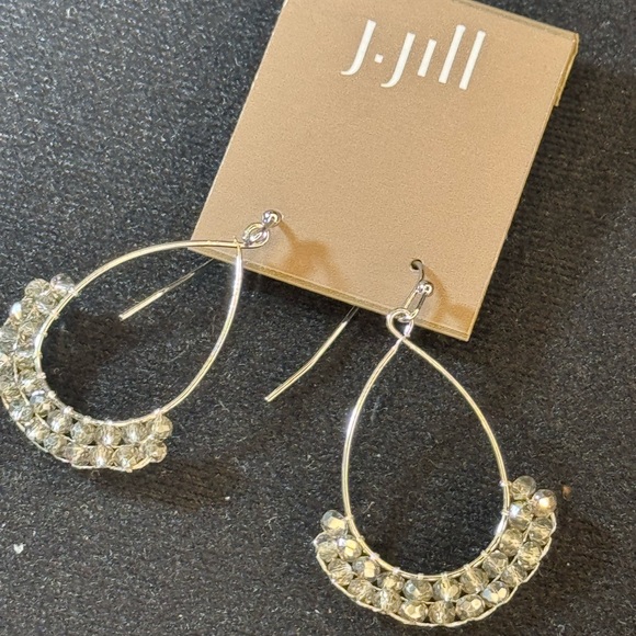 J. JILL Silver Tone Crystal Bead Dangle Earrings 1.75in - Picture 9 of 9
